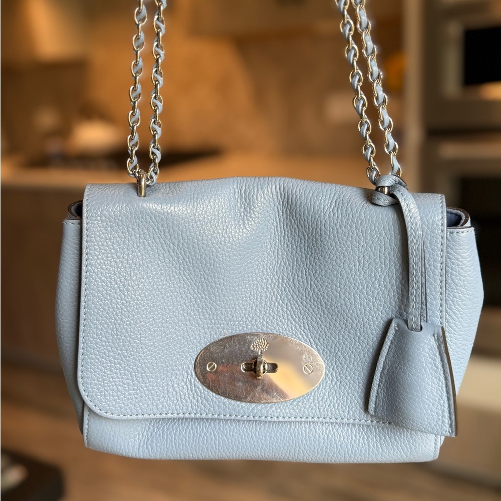 Elegant Blue Leather Shoulder Bag